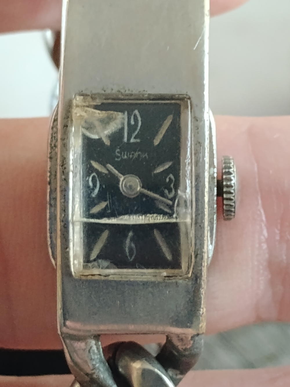 Women's Silver Bracelet Watch - Black Dial